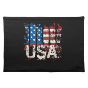 Retro American Flag USA 4th of July Cloth Placemat
