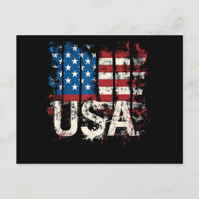 Retro American Flag USA 4th of July Enclosure Card (Front)