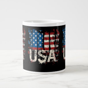 Retro American Flag USA 4th of July Giant Coffee Mug
