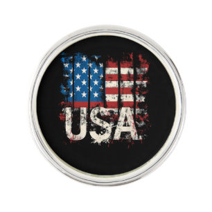 Retro American Flag USA 4th of July Lapel Pin