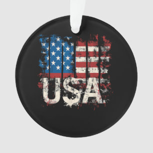 Retro American Flag USA 4th of July Ornament