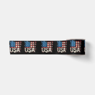 Retro American Flag USA 4th of July Satin Ribbon