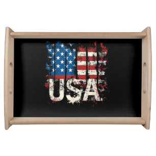 Retro American Flag USA 4th of July Serving Tray
