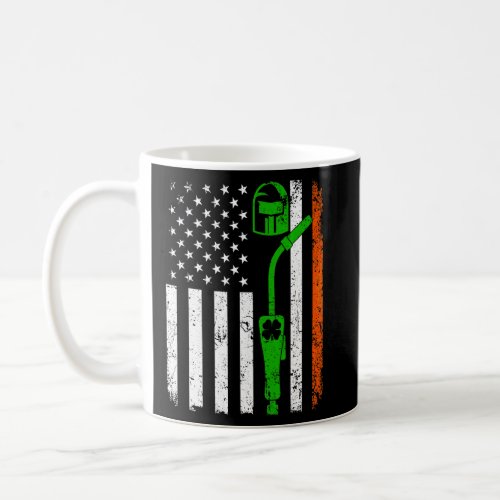 Retro American Flag Welder St Patricks Day Shamroc Coffee Mug