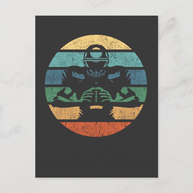 Retro American Football Player Vintage Sports Love Postcard (Front)