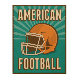 Retro American Football Wood Wall Art