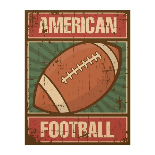 Retro American Football Wood Wall Art (Front)