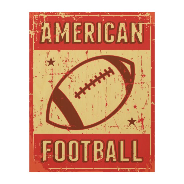 Retro American Football Wood Wall Art (Front)
