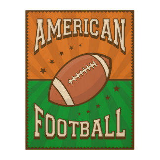Retro American Football Wood Wall Art