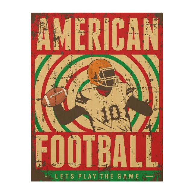 Retro American Football Wood Wall Art (Front)