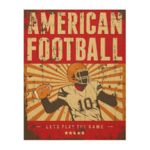 Retro American Football Wood Wall Art