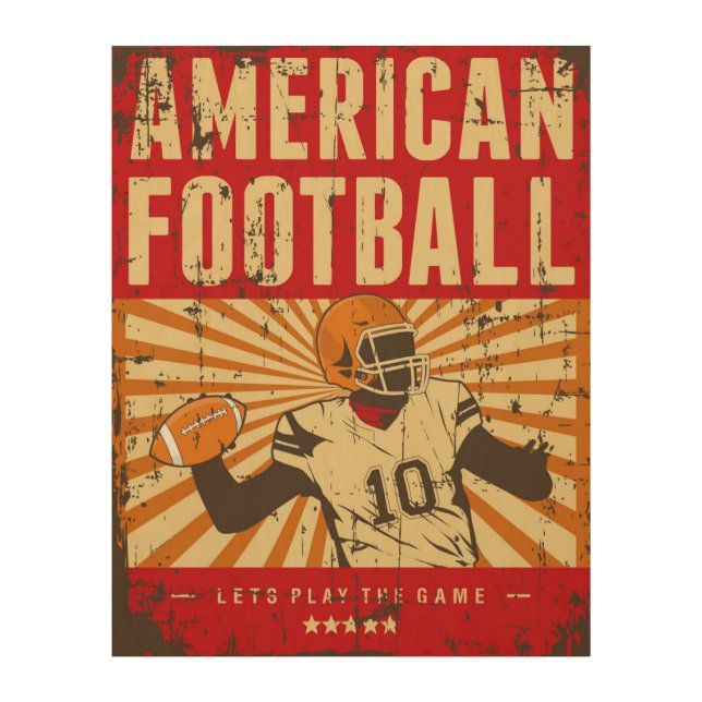Retro American Football Wood Wall Art (Front)
