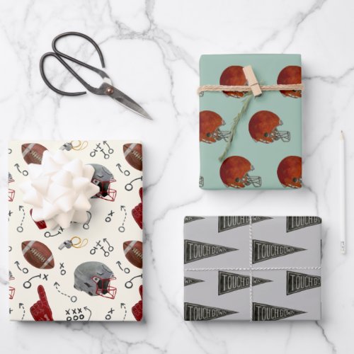 Retro American Football Wrapping Paper Set