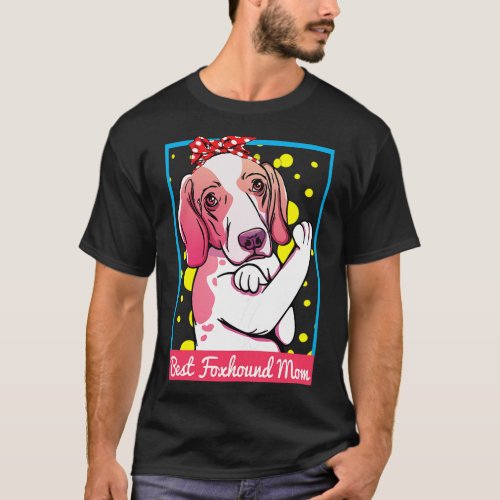 Retro American Foxhound Dog Mom Gift T_Shirt