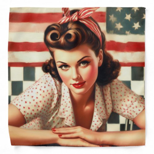 Retro American Girl Pin Up Art Bandana