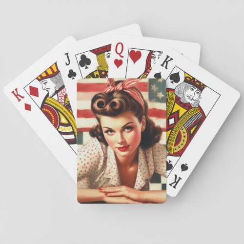 Retro American Girl Pin Up Art Poker Cards