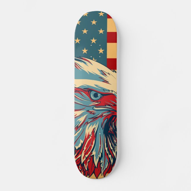 Retro American Pariotic Eagle Flag Skateboard Deck (Front)