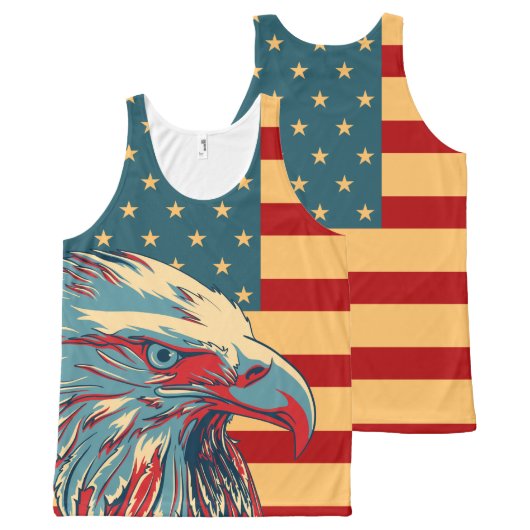 Retro American Patriotic Eagle Flag All-Over-Print Tank Top (Front and Back)