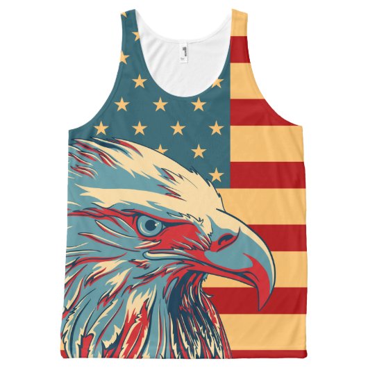 Retro American Patriotic Eagle Flag All-Over-Print Tank Top (Front)