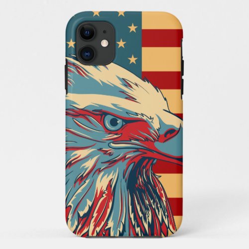 Retro American Patriotic Eagle Flag iPhone 11 Case