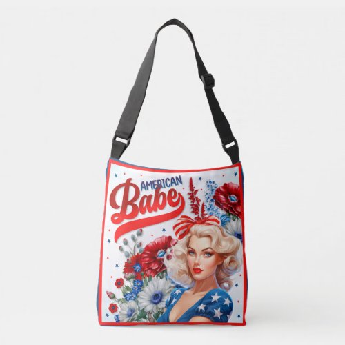 Retro American Pinup_ American Babe Crossbody Bag
