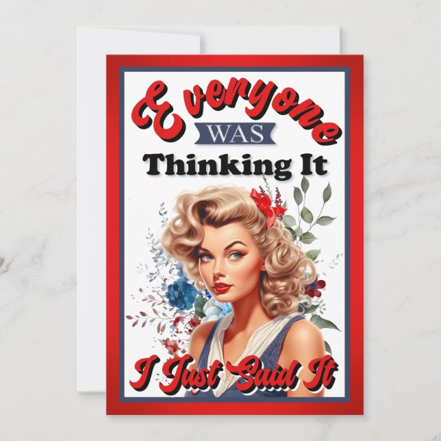 Retro American Pinup_ I Just Said It Thank You Card (Front)