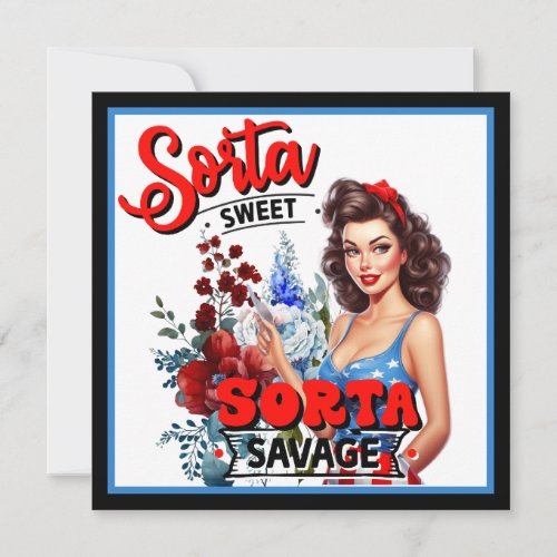 Retro American Pinup_  Sorta Sweet Sorta Savage Holiday Card