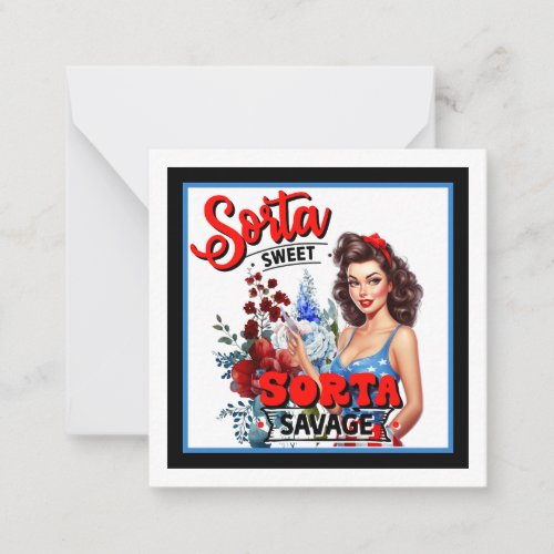 Retro American Pinup_  Sorta Sweet Sorta Savage Note Card