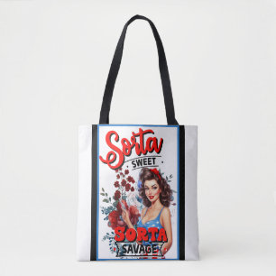 Retro American Pinup_  Sorta Sweet Sorta Savage Tote Bag