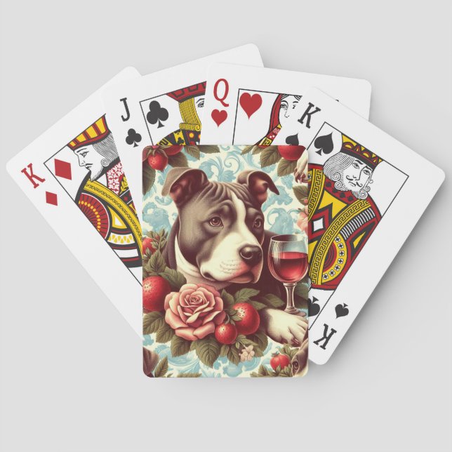 Retro American Pit Bull Terrier Illustration Poker Cards (Back)