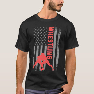 Retro American Wrestling Apparel US Flag Wrestling T-Shirt