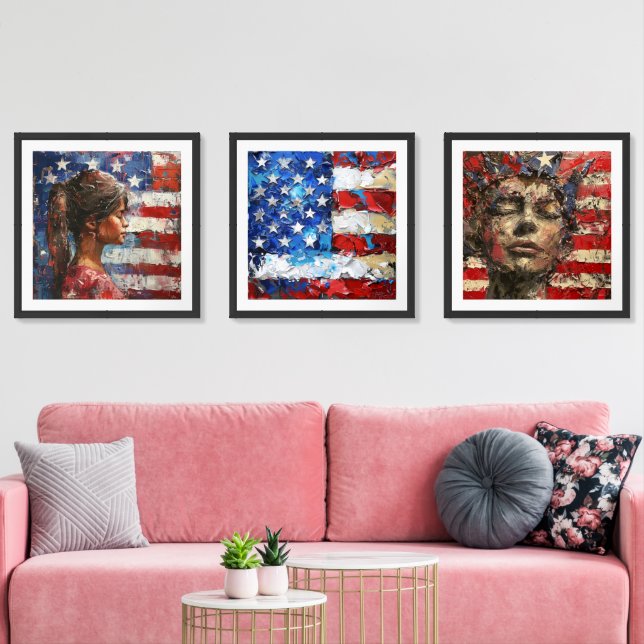 Retro Americana Independence Day  Wall Art Sets (Livingroom)