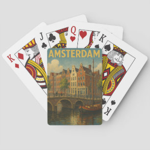 Retro Amsterdam Netherlands Grachten Poker Cards