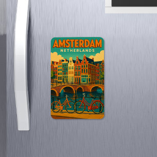 Retro Amsterdam Netherlands Magnet