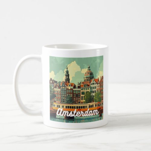 Retro Amsterdam Skyline  Coffee Mug