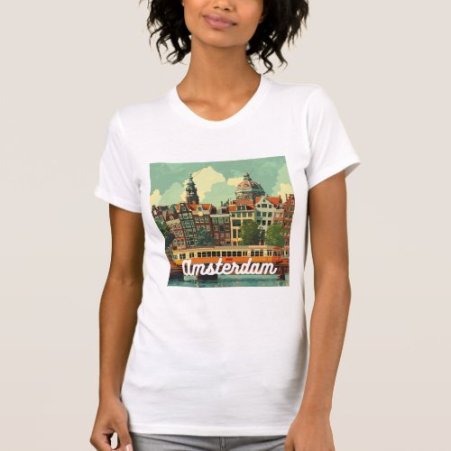 Retro Amsterdam Skyline  T_Shirt