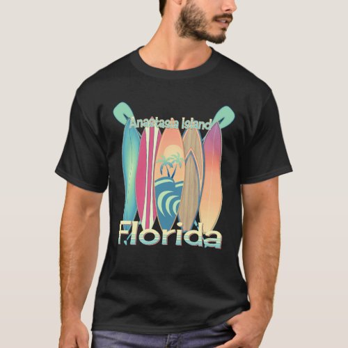 Retro Anastasia Island Florida SUP Stand Up Paddle T_Shirt