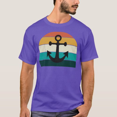 Retro Anchor Sunset Sea Family Cruise Boating Love T_Shirt