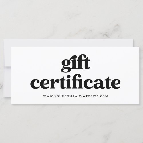 Retro and Boho Black and White  Gift Certificate