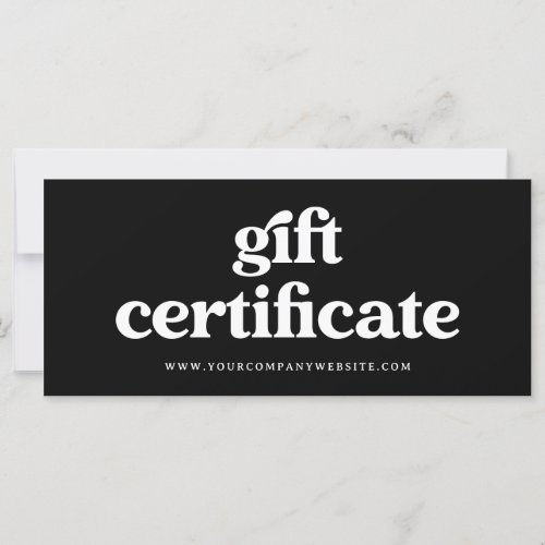 Retro and Boho Black  Gift Certificate