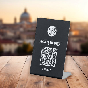 Retro and Boho   Contactless Scan to Pay QR Code Pedestal Sign