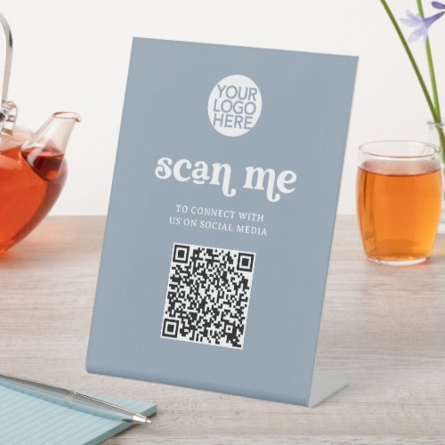 Retro and Boho  Dusty Rose Scan Me QR Code Pedestal Sign