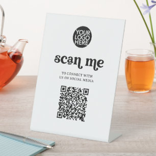 Retro and Boho   Scan Me QR Code Pedestal Sign