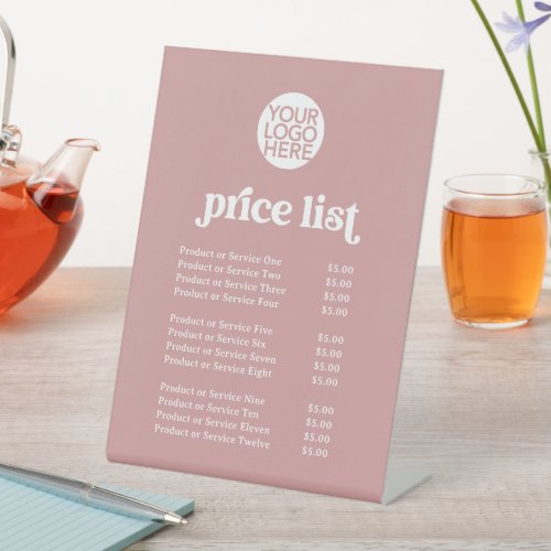 Retro and Boho  Services Price List and your Logo Pedestal Sign