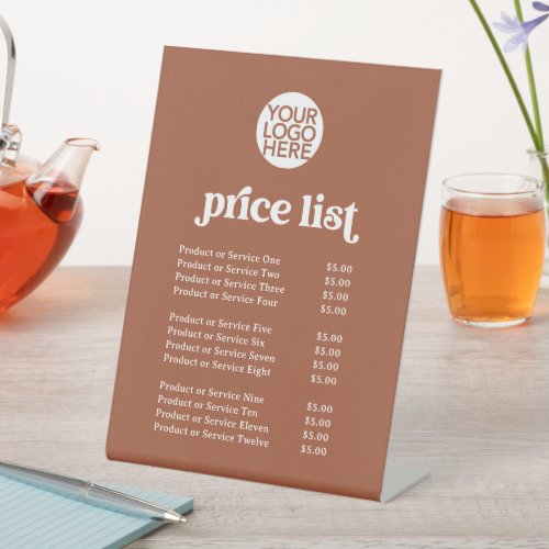 Retro and Boho  Services Price List and your Logo Pedestal Sign