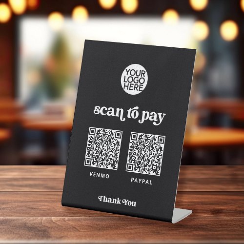 Retro and Boho  Two Ways to Pay Scannable QR Code Pedestal Sign