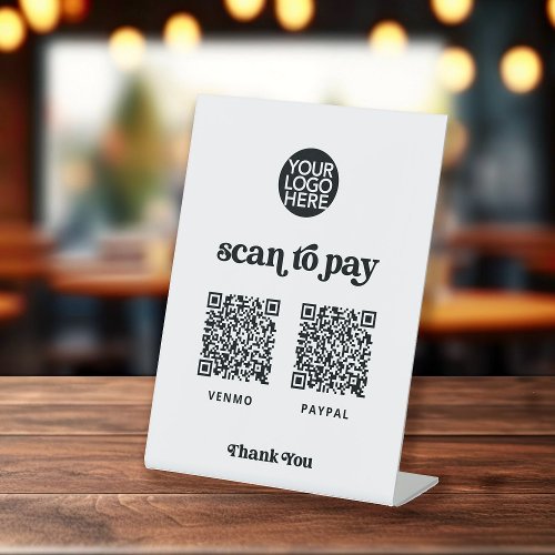 Retro and Boho  Two Ways to Pay Scannable QR Code Pedestal Sign