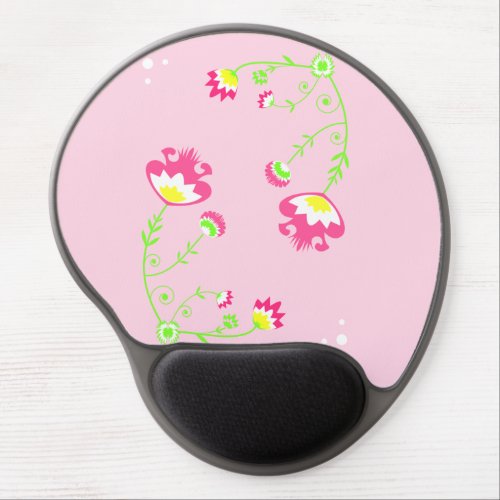 Retro and trendy folk flower in pink gel mouse pad