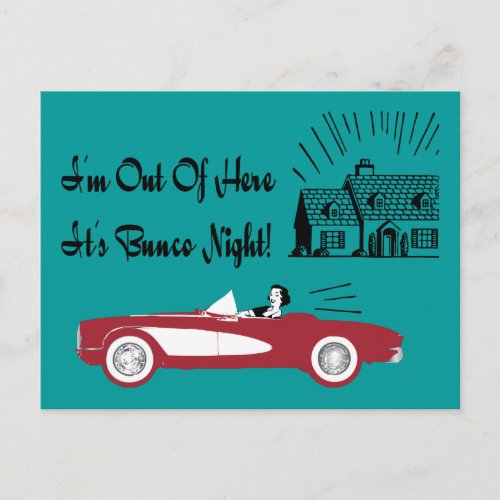 Retro and Vintage Bunco Red Convertible Postcard