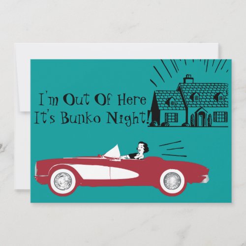 Retro and Vintage Bunko Red Convertible Invitation